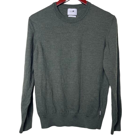 NN07 No nationality New Barca Merino Sweater green Italian yarn crewneck sz L - Picture 1 of 6